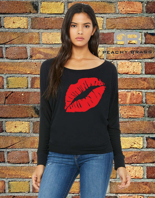 Load image into Gallery viewer, Women Off The Shoulder Lips Shirt
