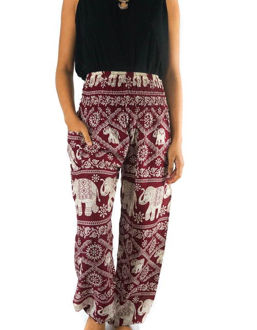 Load image into Gallery viewer, Burgundy ELEPHANT Pants Women Boho Pants Hippie Pants Yoga
